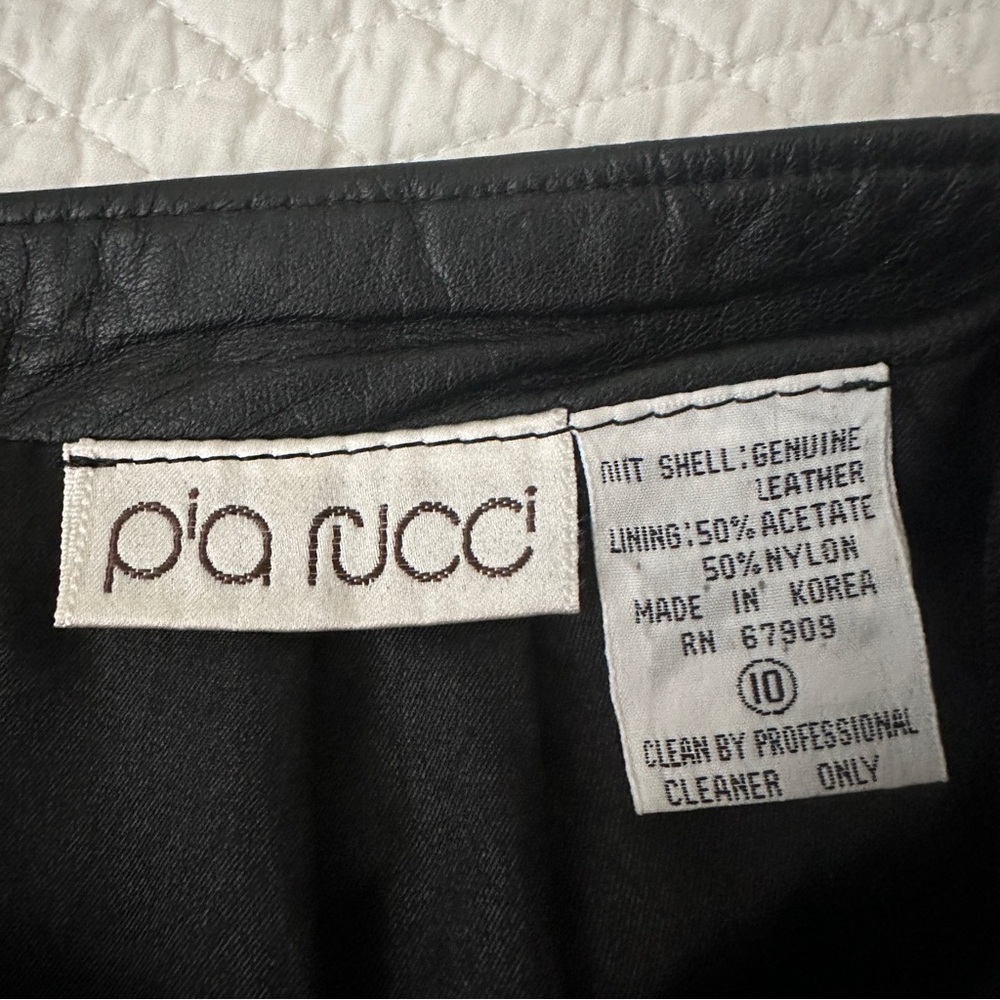 Vintage 80s Pia Rucci Black Leather Pencil Skirt Women’s - Picture 2 of 11